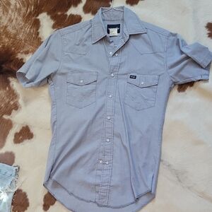 Wrangler Men’s Pale Blue Light Weight Short Sleeve Western Button-Down Shirt